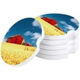 thumbnail image 1 of FMSHPON Red House and Field Under Sky Set of 2 Car Coaster for Drinks, Absorbent Ceramic Stone Coasters Cup Mat with Cork Base for Home Kitchen Room Coffee Table Bar Decor, 1 of 5