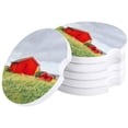 thumbnail image 1 of FMSHPON Red House and Green Meadow Painting Set of 4 Car Coaster for Drinks, Absorbent Ceramic Stone Coasters Cup Mat with Cork Base for Home Kitchen Room Coffee Table Bar Decor, 1 of 5