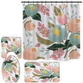 thumbnail image 1 of FMSHPON Red Peony Flower 4 Piece Bathroom Set Shower Curtain Bath Rug Contour Mat and Toilet Lid Cover, 1 of 8