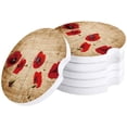 thumbnail image 1 of FMSHPON Red Poppies Vintage Wooden Grain Set of 2 Car Coaster for Drinks, Absorbent Ceramic Stone Coasters Cup Mat with Cork Base for Home Kitchen Room Coffee Table Bar Decor, 1 of 5