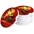 thumbnail image 1 of FMSHPON Red Retro Train Oil Painting Texture Set of 2 Car Coaster for Drinks, Absorbent Ceramic Stone Coasters Cup Mat with Cork Base for Home Kitchen Room Coffee Table Bar Decor, 1 of 5