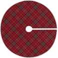 thumbnail image 1 of FMSHPON RedBlack Plaid Pattern Xmas Christmas Tree Skirt Stand Mat for Holiday Party Decoration Indoor Outdoor 48 inches, 1 of 6
