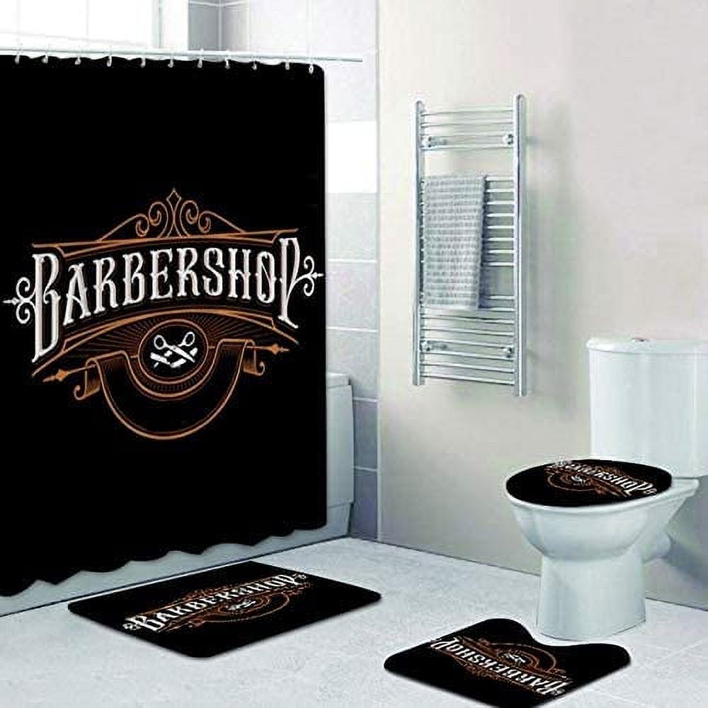 FMSHPON Retro Barber Shop Pole 4 Piece Bathroom Set Shower