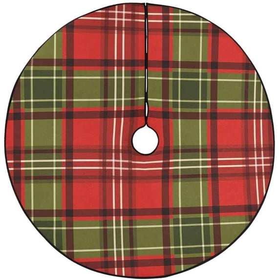 FMSHPON Retro Christmas Tartan Xmas Christmas Tree Skirt Stand Mat for Holiday Party Decoration Indoor Outdoor 36 inches