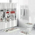 thumbnail image 1 of FMSHPON Retro Illustration Cool Design 4 Piece Bathroom Set Shower Curtain Bath Rug Contour Mat and Toilet Lid Cover, 1 of 8