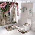 thumbnail image 1 of FMSHPON Romantic Street 4 Piece Bathroom Set Shower Curtain Bath Rug Contour Mat and Toilet Lid Cover, 1 of 8