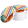 thumbnail image 1 of FMSHPON Rooster Vintage Striped Set of 2 Car Coaster for Drinks, Absorbent Ceramic Stone Coasters Cup Mat with Cork Base for Home Kitchen Room Coffee Table Bar Decor, 1 of 5