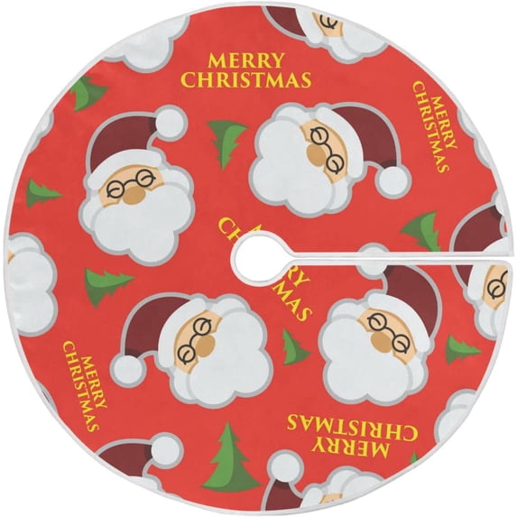 FMSHPON Santa Claus Xmas Christmas Tree Skirt Stand Mat for Holiday Party Decoration Indoor Outdoor 48 inches
