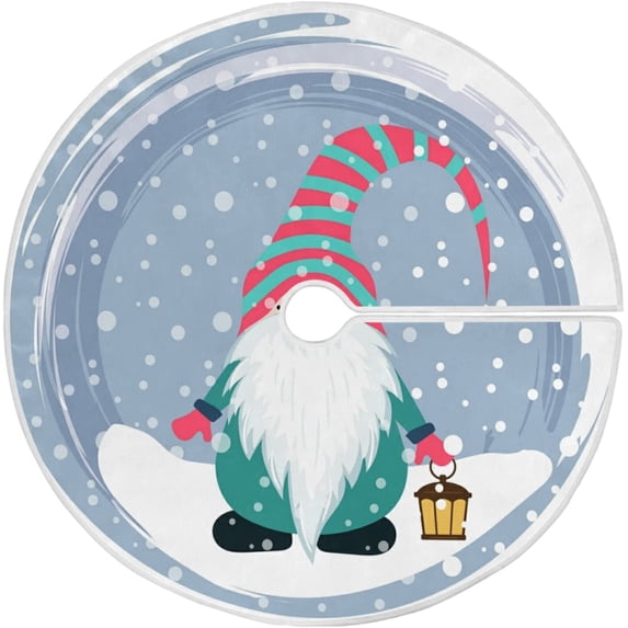 FMSHPON Scandinavian Gnome Xmas Christmas Tree Skirt Stand Mat for Holiday Party Decoration Indoor Outdoor 36 inches