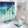 thumbnail image 1 of FMSHPON Scarf Snowmen Giving Gifts 4 Piece Bathroom Set Shower Curtain Bath Rug Contour Mat and Toilet Lid Cover, 1 of 8