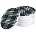 thumbnail image 1 of FMSHPON Scottish Style Green Plaid Pattern Set of 4 Car Coaster for Drinks, Absorbent Ceramic Stone Coasters Cup Mat with Cork Base for Home Kitchen Room Coffee Table Bar Decor, 1 of 5