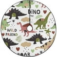 thumbnail image 1 of FMSHPON Seamless Pattern Cute Dinosaurs Xmas Christmas Tree Skirt Stand Mat for Holiday Party Decoration Indoor Outdoor 48 inches, 1 of 3