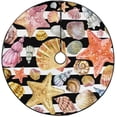 thumbnail image 1 of FMSHPON Seashell Starfish Stripe Xmas Christmas Tree Skirt Stand Mat for Holiday Party Decoration Indoor Outdoor 48 inches, 1 of 3