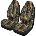thumbnail image 1 of FMSHPON Set of 2 Car Seat Covers Brown Forest Camouflage Pattern Green Tree Nature Abstract Universal Auto Front Seats Protector Fits for Car,SUV Sedan,Truck, 1 of 5