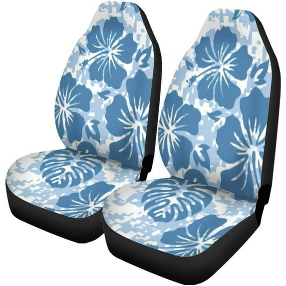 FMSHPON Set of 2 Car Seat Covers Hibiscus Aloha Hawaiian Pattern Hawaii Floral Surf Flower Tropical Universal Auto Front Seats Protector Fits for Car,SUV Sedan,Truck