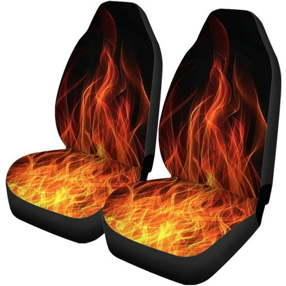 FMSHPON Set of 2 Car Seat Covers Orange Classical Fire and Flame Red Fireplace Abstract Abstraction Universal Auto Front Seats Protector Fits for Car,SUV Sedan,Truck