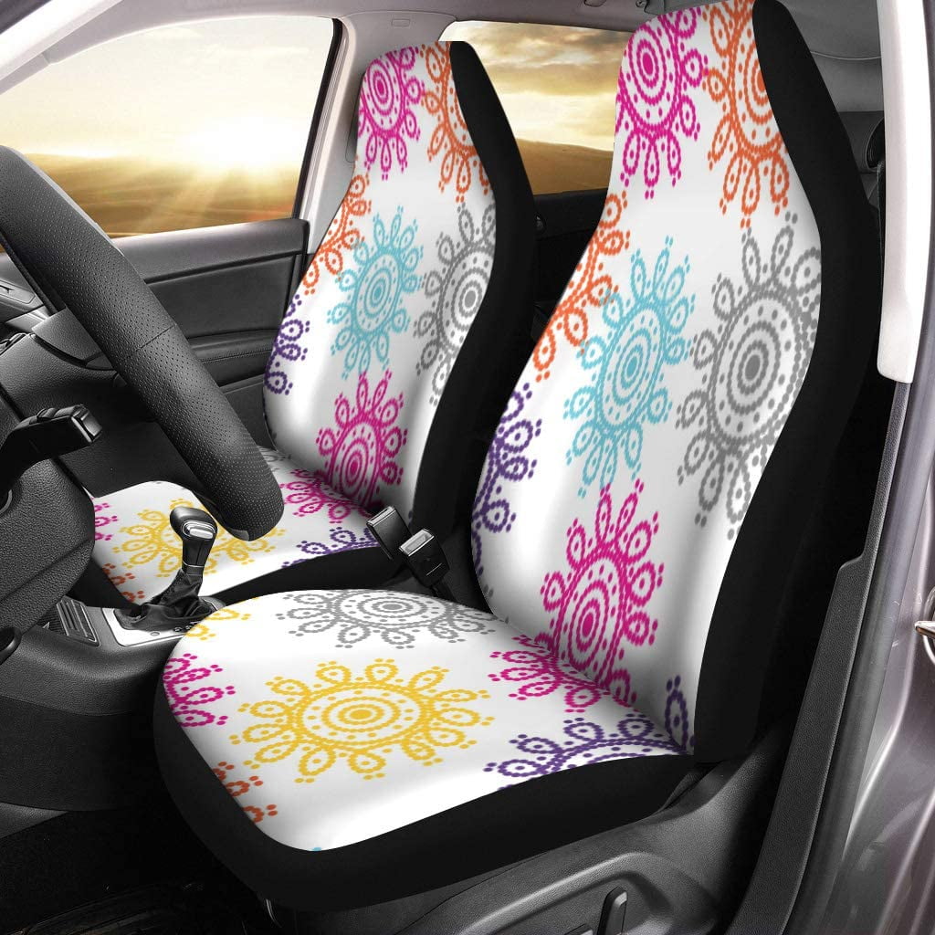 FMSHPON Set of Car Seat Covers Pink Floral Boho Bollywood