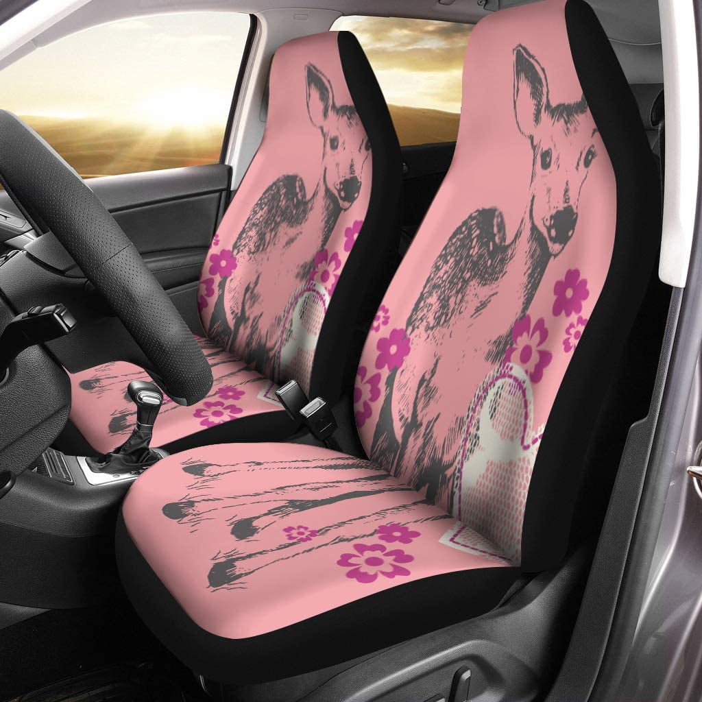 Poodle Car Seat Covers - Pink (Set of 2) Poodle Car Seat Covers - Pink (Set of 2)