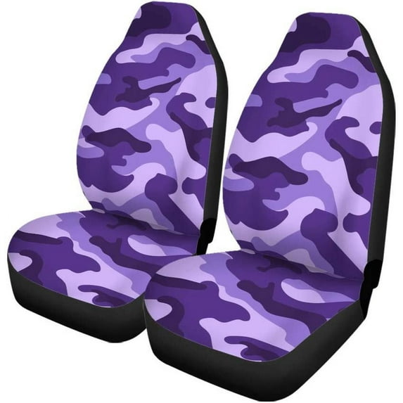 FMSHPON Set of 2 Car Seat Covers Camo Camouflage Purple Monochrome Abstract Color Universal Auto Front Seats Protector Fits for Car,SUV Sedan,Truck