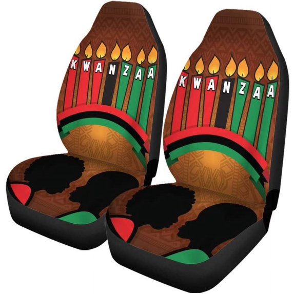 FMSHPON Set of 2 Car Seat Covers Greeting Card For Kwanzaa Silhouette Couple S Universal Auto Front Seats Protector Fits for Car,SUV Sedan,Truck