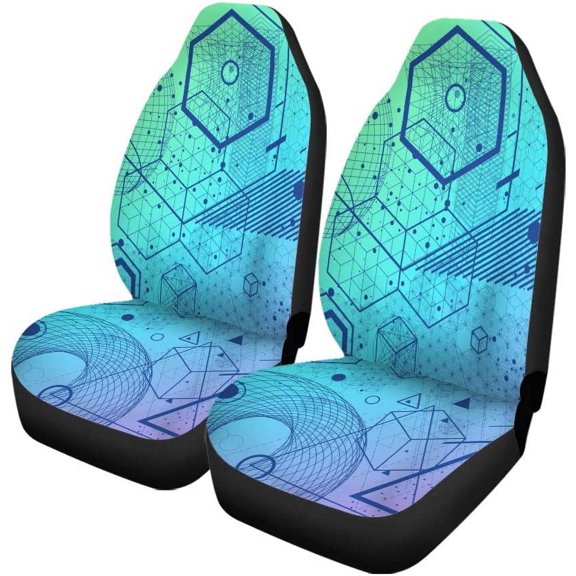 FMSHPON Set of 2 Car Seat Covers Sacred Geometry Symbols Elements Universal Auto Front Seats Protector Fits for Car,SUV Sedan,Truck