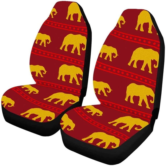 FMSHPON Set of 2 Car Seat Covers Yellow Elephant Universal Auto Front Seats Protector Fits for Car,SUV Sedan,Truck