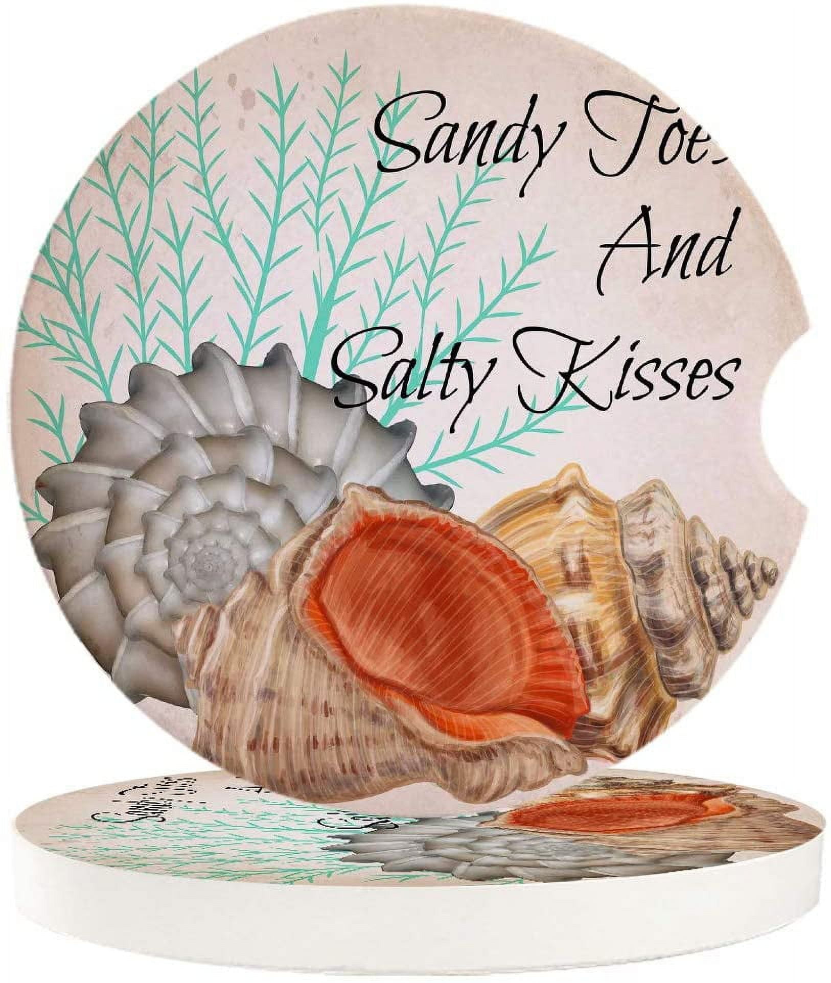 FMSHPON Shell Conch Seaweed Sandy Toes and Salty Kisses Set of 6 Car ...