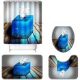 thumbnail image 1 of FMSHPON Ship 4 Piece Bathroom Set Shower Curtain Bath Rug Contour Mat and Toilet Lid Cover, 1 of 8