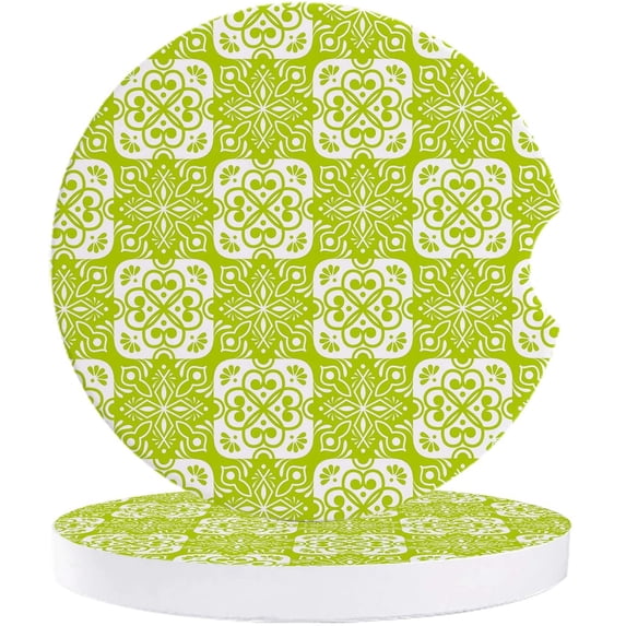 FMSHPON Simple Abstract Plant Flower Pattern Set of 6 Car Coaster for Drinks, Absorbent Ceramic Stone Coasters Cup Mat with Cork Base for Home Kitchen Room Coffee Table Bar Decor