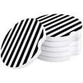 thumbnail image 1 of FMSHPON Simple Black and White Stripes Set of 2 Car Coaster for Drinks, Absorbent Ceramic Stone Coasters Cup Mat with Cork Base for Home Kitchen Room Coffee Table Bar Decor, 1 of 5