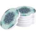 thumbnail image 1 of FMSHPON Simple Flower Pattern Set of 2 Car Coaster for Drinks, Absorbent Ceramic Stone Coasters Cup Mat with Cork Base for Home Kitchen Room Coffee Table Bar Decor, 1 of 5