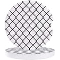 thumbnail image 1 of FMSHPON Simple Geometric Grid Pattern White Set of 6 Car Coaster for Drinks, Absorbent Ceramic Stone Coasters Cup Mat with Cork Base for Home Kitchen Room Coffee Table Bar Decor, 1 of 5