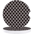 thumbnail image 1 of FMSHPON Simple Moroccan Pattern Black and White Style Set of 6 Car Coaster for Drinks, Absorbent Ceramic Stone Coasters Cup Mat with Cork Base for Home Kitchen Room Coffee Table Bar Decor, 1 of 5