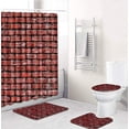 thumbnail image 1 of FMSHPON Simple Style 4 Piece Bathroom Set Shower Curtain Bath Rug Contour Mat and Toilet Lid Cover, 1 of 8
