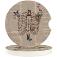 thumbnail image 1 of FMSHPON Skeleton and Butterfly Retro Newspaper Set of 6 Car Coaster for Drinks, Absorbent Ceramic Stone Coasters Cup Mat with Cork Base for Home Kitchen Room Coffee Table Bar Decor, 1 of 5