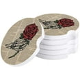 thumbnail image 1 of FMSHPON Skeleton and Rose Vintage Newspaper Set of 4 Car Coaster for Drinks, Absorbent Ceramic Stone Coasters Cup Mat with Cork Base for Home Kitchen Room Coffee Table Bar Decor, 1 of 5