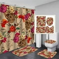 thumbnail image 1 of FMSHPON Skull Colorful Flowers Hallowen Punk Screen 4 Piece Bathroom Set Shower Curtain Bath Rug Contour Mat and Toilet Lid Cover, 1 of 8