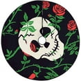 thumbnail image 1 of FMSHPON Skull Rose Flora Halloween Xmas Christmas Tree Skirt Stand Mat for Holiday Party Decoration Indoor Outdoor 48 inches, 1 of 3