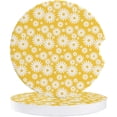 thumbnail image 1 of FMSHPON Small Daisy Fresh Flower Yellow Set of 6 Car Coaster for Drinks, Absorbent Ceramic Stone Coasters Cup Mat with Cork Base for Home Kitchen Room Coffee Table Bar Decor, 1 of 5