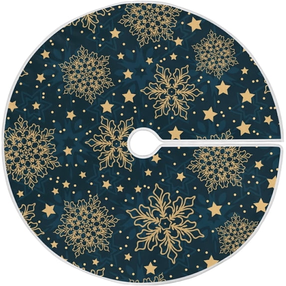 FMSHPON Snowflake Christmas Star Xmas Christmas Tree Skirt Stand Mat for Holiday Party Decoration Indoor Outdoor 36 inches