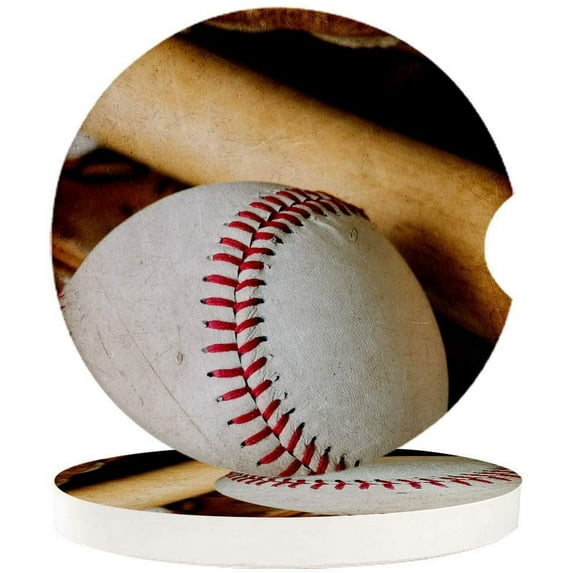 FMSHPON Sports Theme Retro Baseball Set of 6 Car Coaster for Drinks, Absorbent Ceramic Stone Coasters Cup Mat with Cork Base for Home Kitchen Room Coffee Table Bar Decor