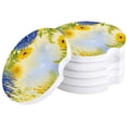 thumbnail image 1 of FMSHPON Spring Blue Hydrangea Yellow Chrysanthemum Set of 2 Car Coaster for Drinks, Absorbent Ceramic Stone Coasters Cup Mat with Cork Base for Home Kitchen Room Coffee Table Bar Decor, 1 of 5