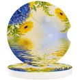 thumbnail image 1 of FMSHPON Spring Blue Hydrangea Yellow Chrysanthemum Set of 6 Car Coaster for Drinks, Absorbent Ceramic Stone Coasters Cup Mat with Cork Base for Home Kitchen Room Coffee Table Bar Decor, 1 of 5