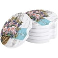 thumbnail image 1 of FMSHPON Spring Flower Basket Rose Rustic Wooden Grain Set of 4 Car Coaster for Drinks, Absorbent Ceramic Stone Coasters Cup Mat with Cork Base for Home Kitchen Room Coffee Table Bar Decor, 1 of 5