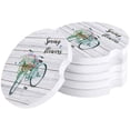 thumbnail image 1 of FMSHPON Spring Flower and Bicycle on Wooden Plank Set of 4 Car Coaster for Drinks, Absorbent Ceramic Stone Coasters Cup Mat with Cork Base for Home Kitchen Room Coffee Table Bar Decor, 1 of 5