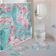 thumbnail image 1 of FMSHPON Stone 4 Piece Bathroom Set Shower Curtain Bath Rug Contour Mat and Toilet Lid Cover, 1 of 8