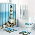 thumbnail image 1 of FMSHPON Stone Modern 4 Piece Bathroom Set Shower Curtain Bath Rug Contour Mat and Toilet Lid Cover, 1 of 8