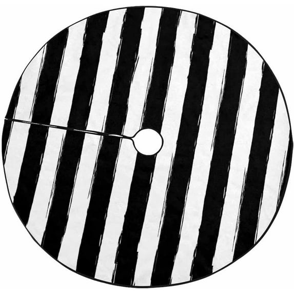 FMSHPON Stripe Grunge Xmas Christmas Tree Skirt Stand Mat for Holiday Party Decoration Indoor Outdoor 48 inches