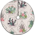 thumbnail image 1 of FMSHPON SucculentsCactuses Xmas Christmas Tree Skirt Stand Mat for Holiday Party Decoration Indoor Outdoor 48 inches, 1 of 3