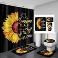 thumbnail image 1 of FMSHPON SunflowerHumor Words 4 Piece Bathroom Set Shower Curtain Bath Rug Contour Mat and Toilet Lid Cover, 1 of 7